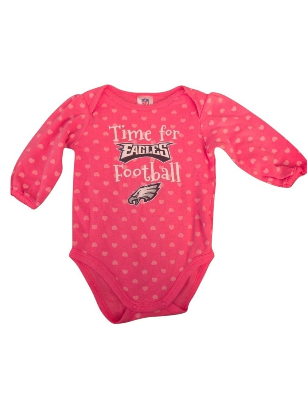 NFL Pink Heart Long-Sleeve Baby Bodysuit - Eagles Graphic